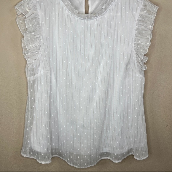 LARGE WHITE FRILLY BLOUSE RUFFLE ACCENT ACADEMIA A LOVE STORY - Picture 2 of 9